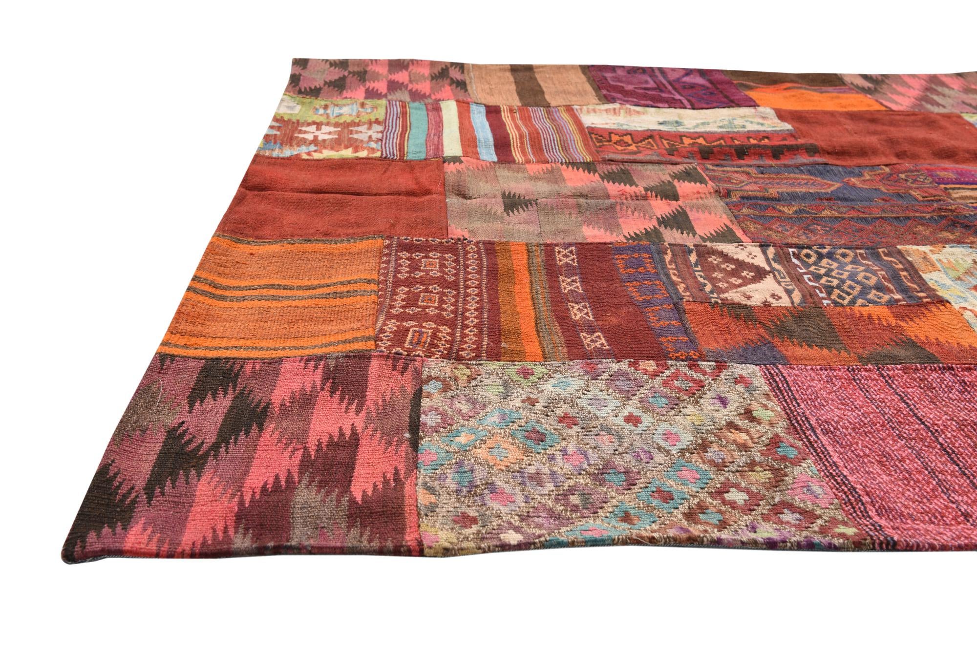 5' 4 x 6' 7 Hand Woven Kilim Patchwork Wool Rug