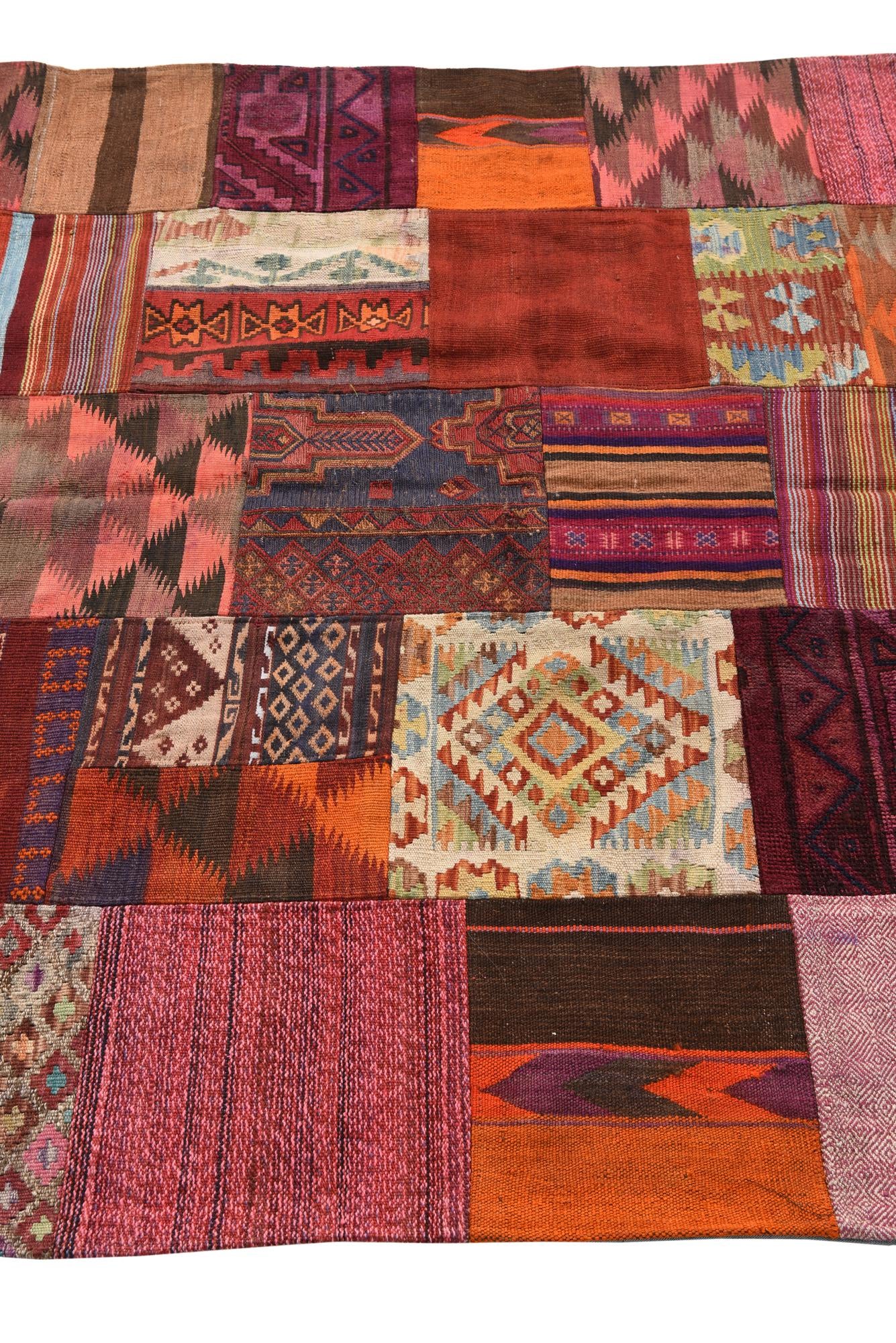 5' 4 x 6' 7 Hand Woven Kilim Patchwork Wool Rug