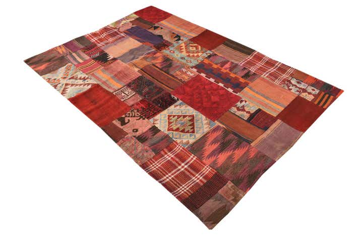 4' 1 x 6' Hand Woven Kilim Patchwork Wool Rug