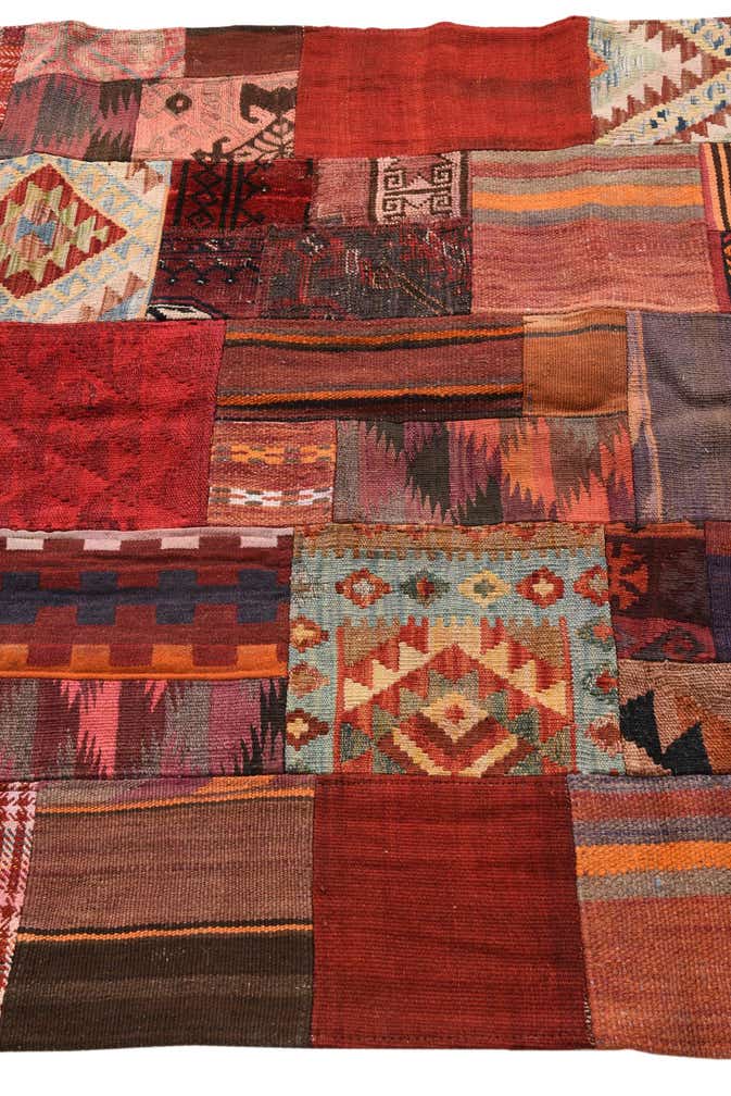 4' 1 x 6' Hand Woven Kilim Patchwork Wool Rug