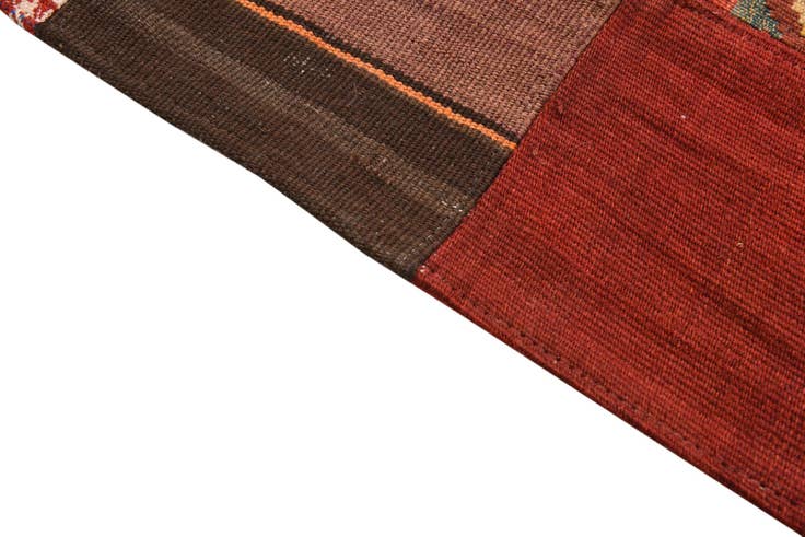 Detail image of 4' 1 x 6' Hand Woven Kilim Patchwork Wool Rug