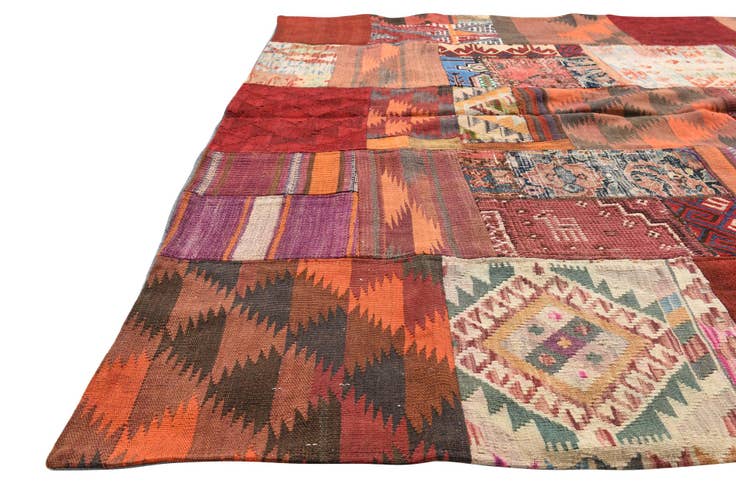 Detail image of 5' 7 x 8' Hand Woven Kilim Patchwork Wool Rug