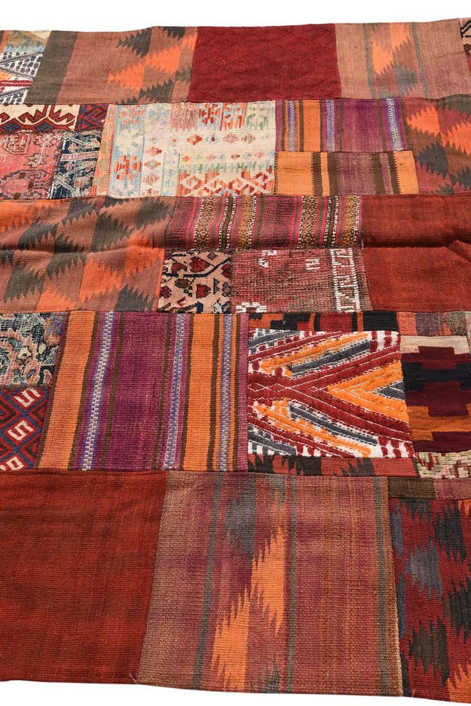 5' 7 x 8' Hand Woven Kilim Patchwork Wool Rug