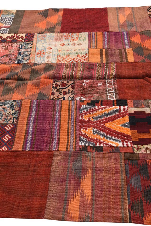 Detail image of 5' 7 x 8' Hand Woven Kilim Patchwork Wool Rug