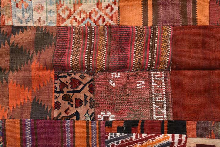 5' 7 x 8' Hand Woven Kilim Patchwork Wool Rug