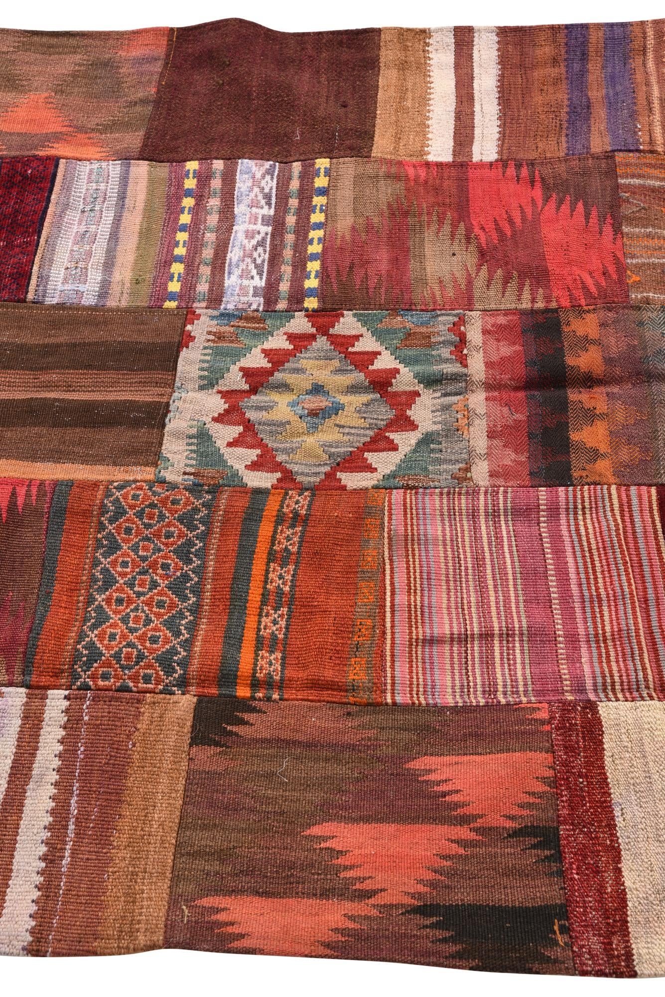 4' x 6' Hand Woven Kilim Patchwork Wool Rug