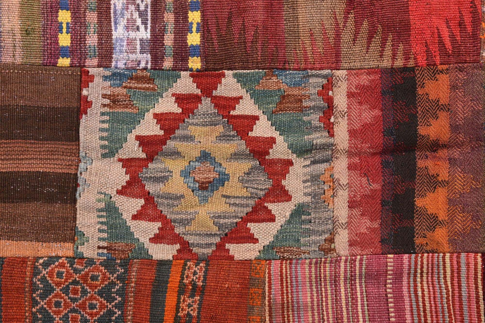 4' x 6' Hand Woven Kilim Patchwork Wool Rug