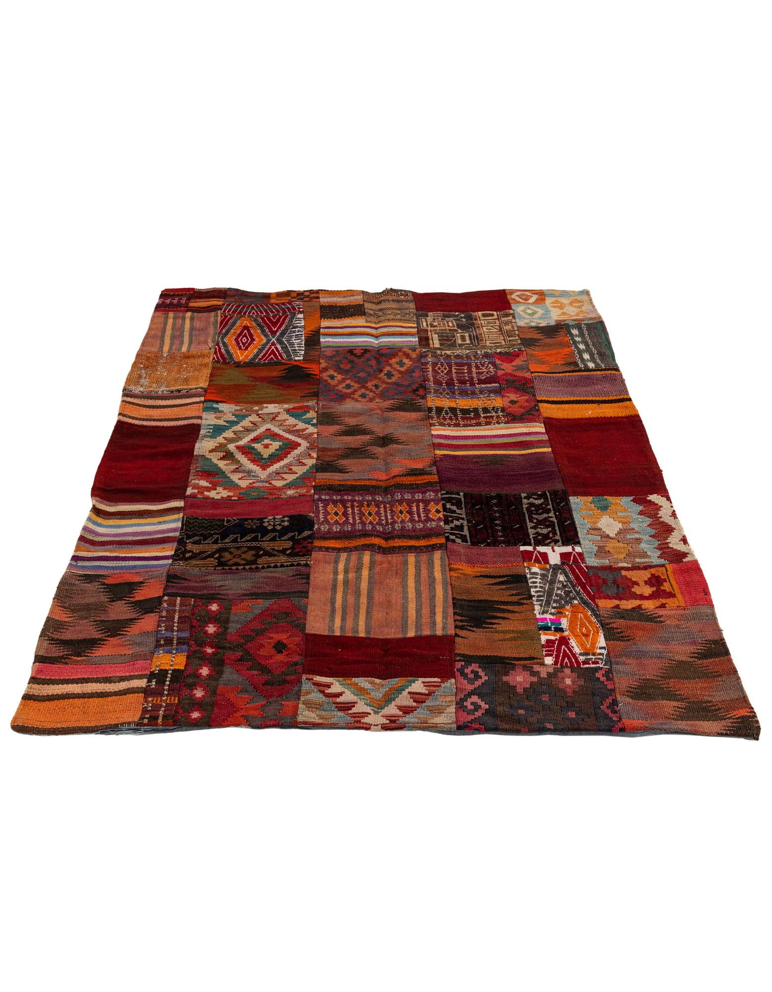 4' 2 x 6' Hand Woven Kilim Patchwork Wool Rug