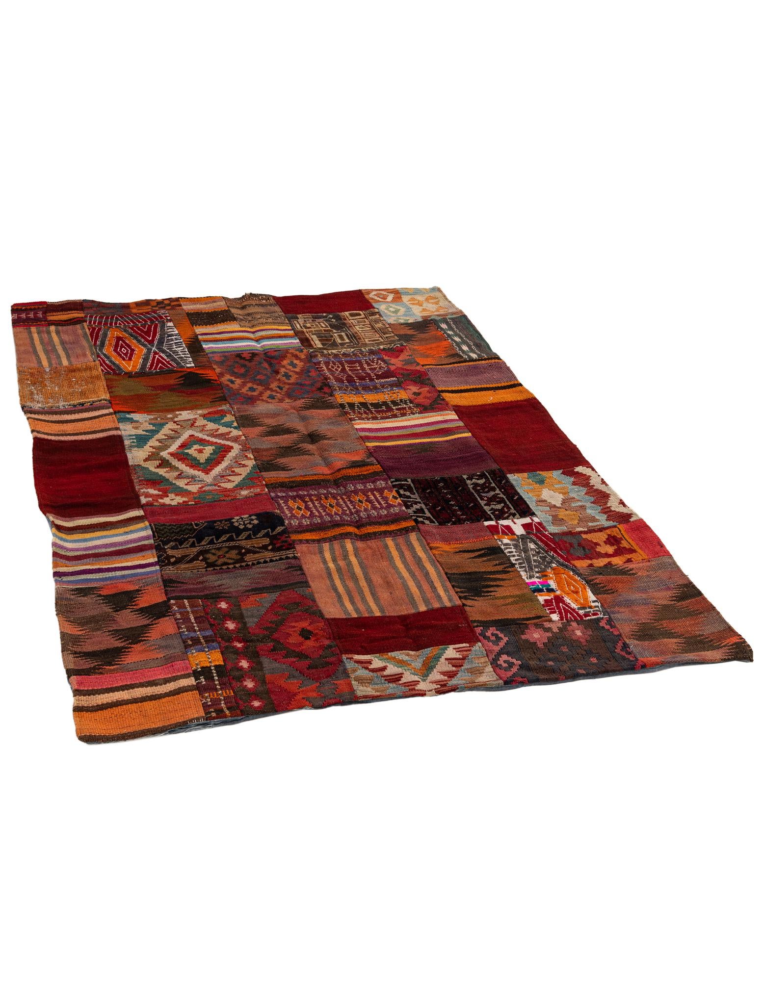 4' 2 x 6' Hand Woven Kilim Patchwork Wool Rug