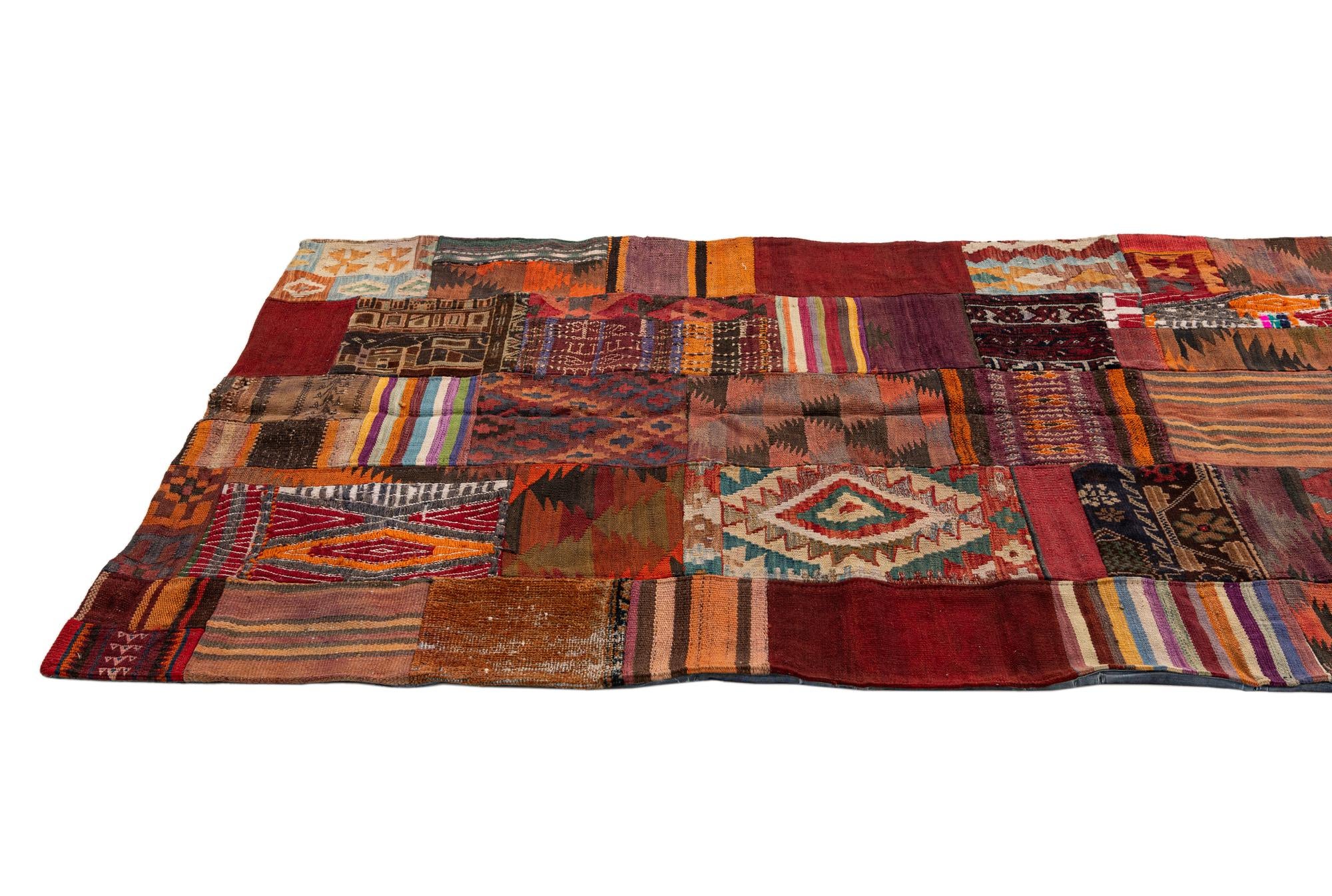 4' 2 x 6' Hand Woven Kilim Patchwork Wool Rug