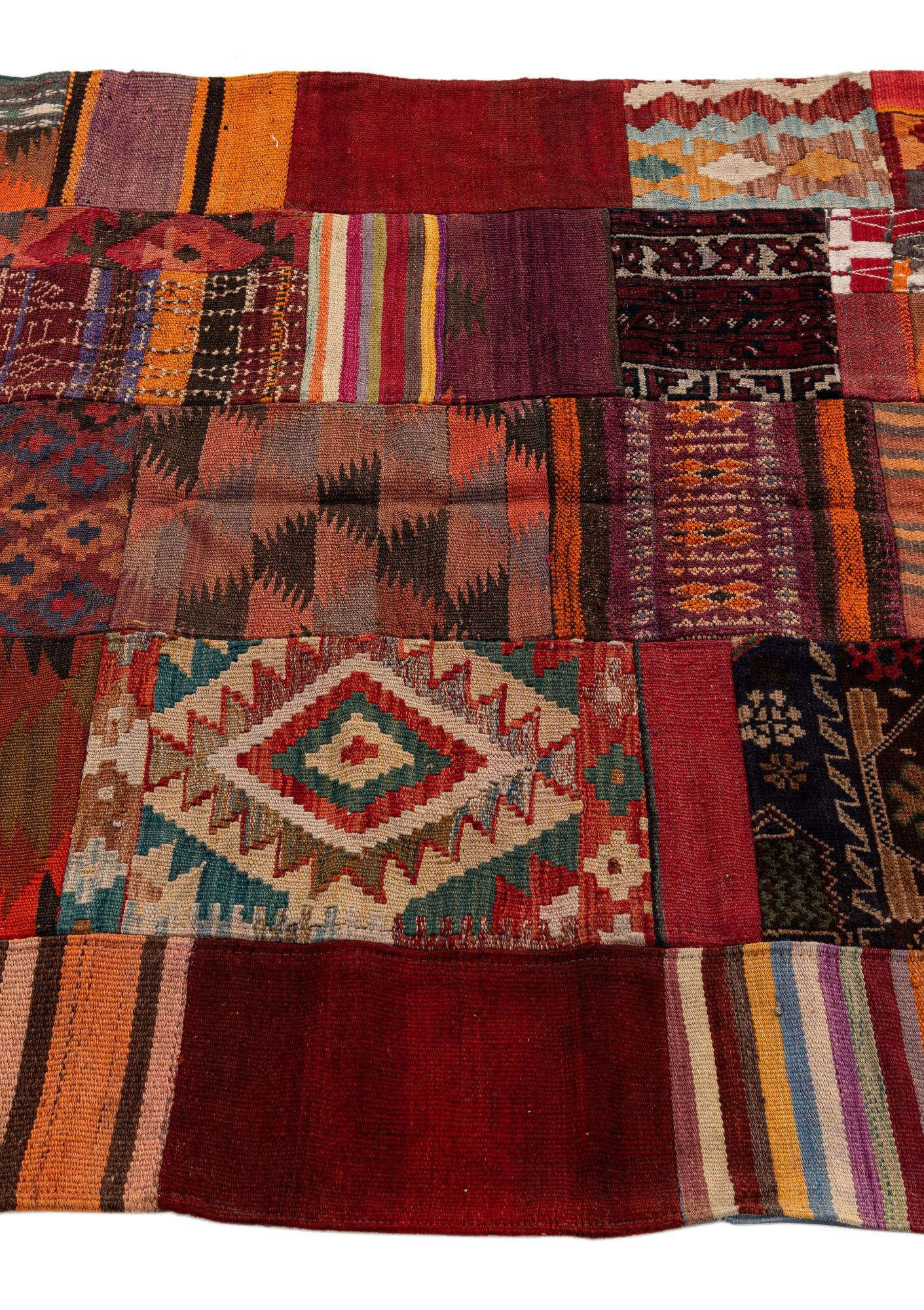 4' 2 x 6' Hand Woven Kilim Patchwork Wool Rug