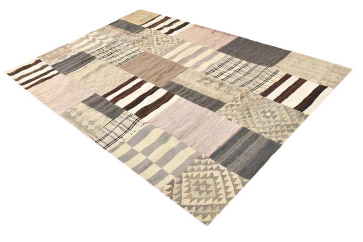 5' 5 x 7' 10 Hand Woven Kilim Patchwork Wool Rug