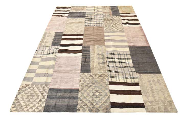 5' 5 x 7' 10 Hand Woven Kilim Patchwork Wool Rug