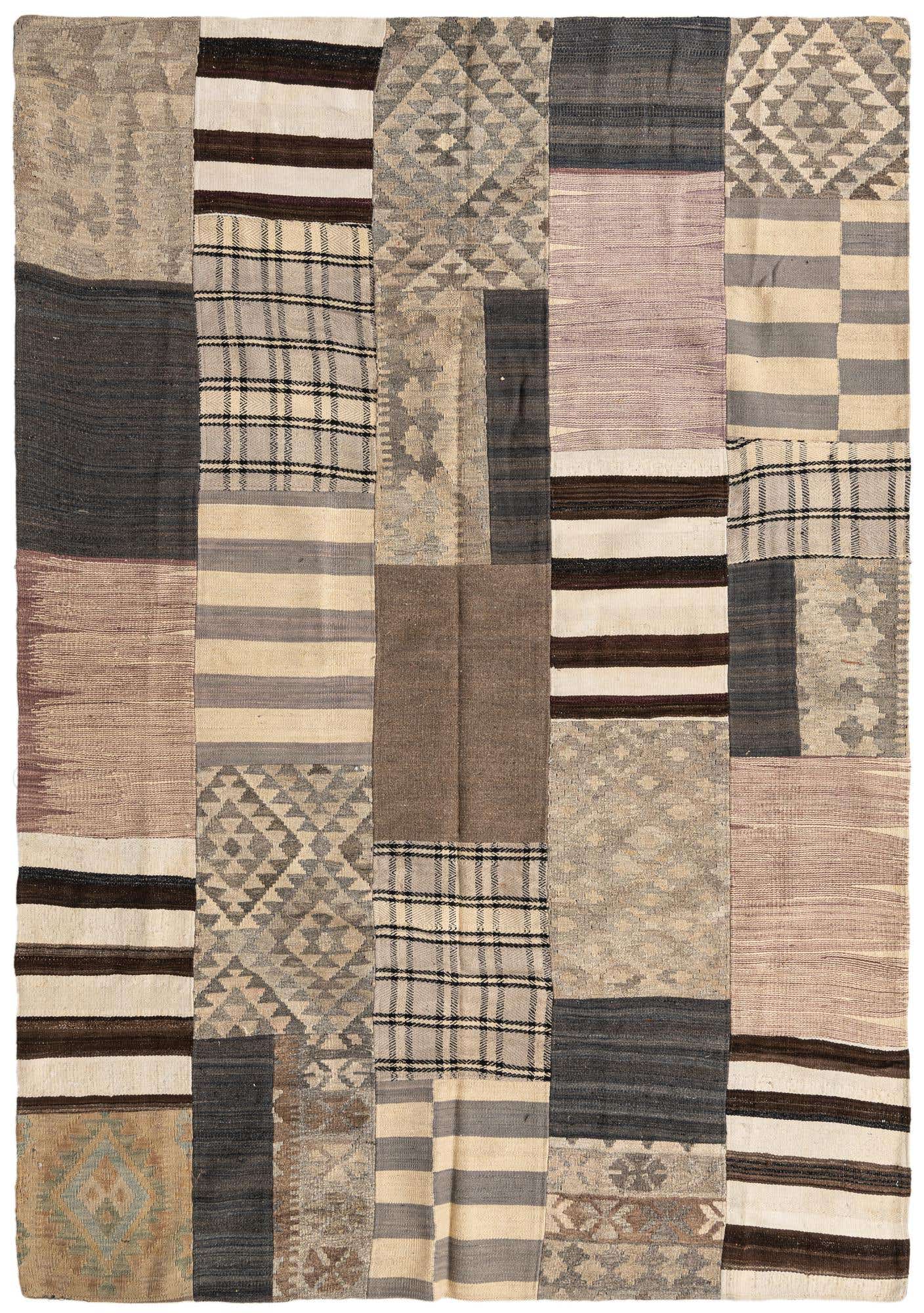 5' 5 x 7' 10 Hand Woven Kilim Patchwork Wool Rug