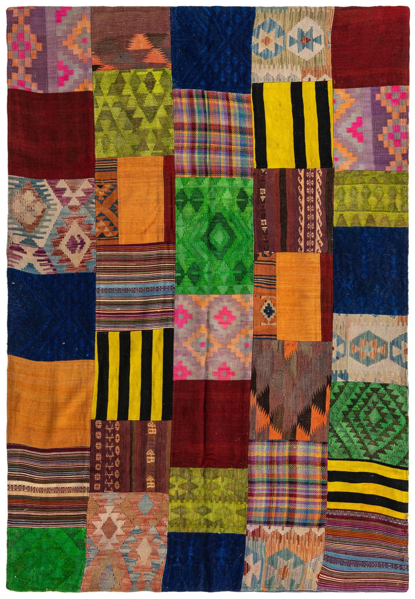 5' 5 x 7' 9 Hand Woven Kilim Patchwork Wool Rug