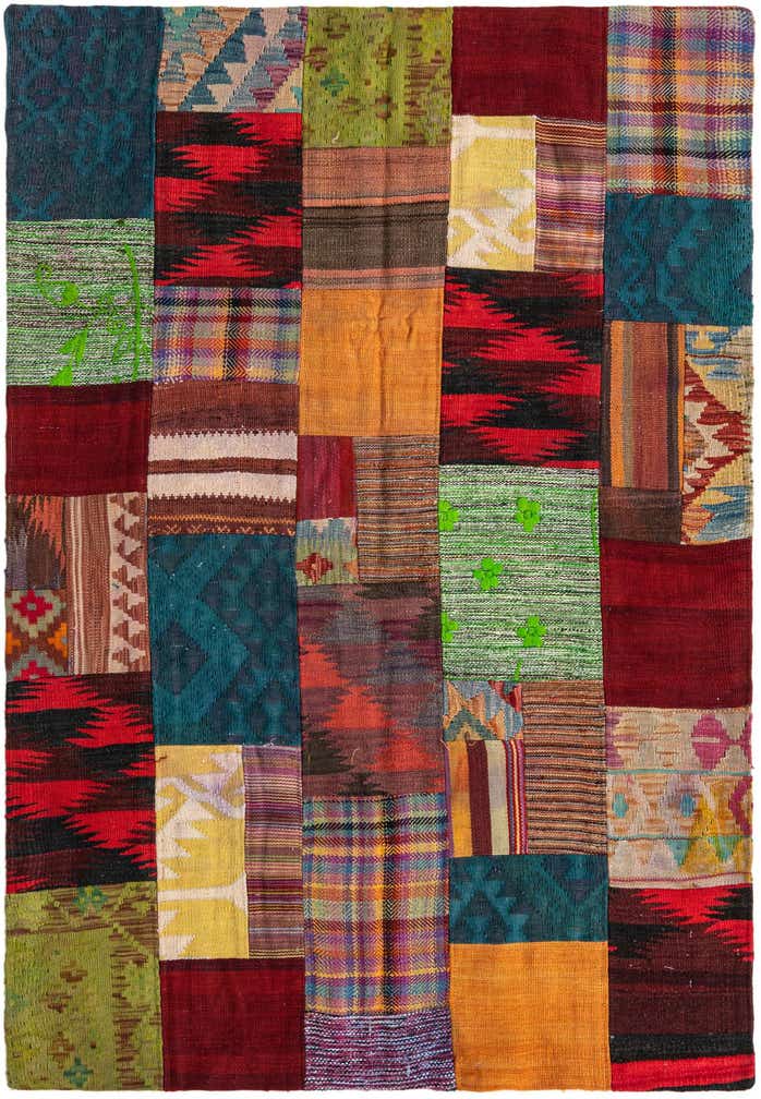 4' x 6' Hand Woven Kilim Patchwork Wool Rug