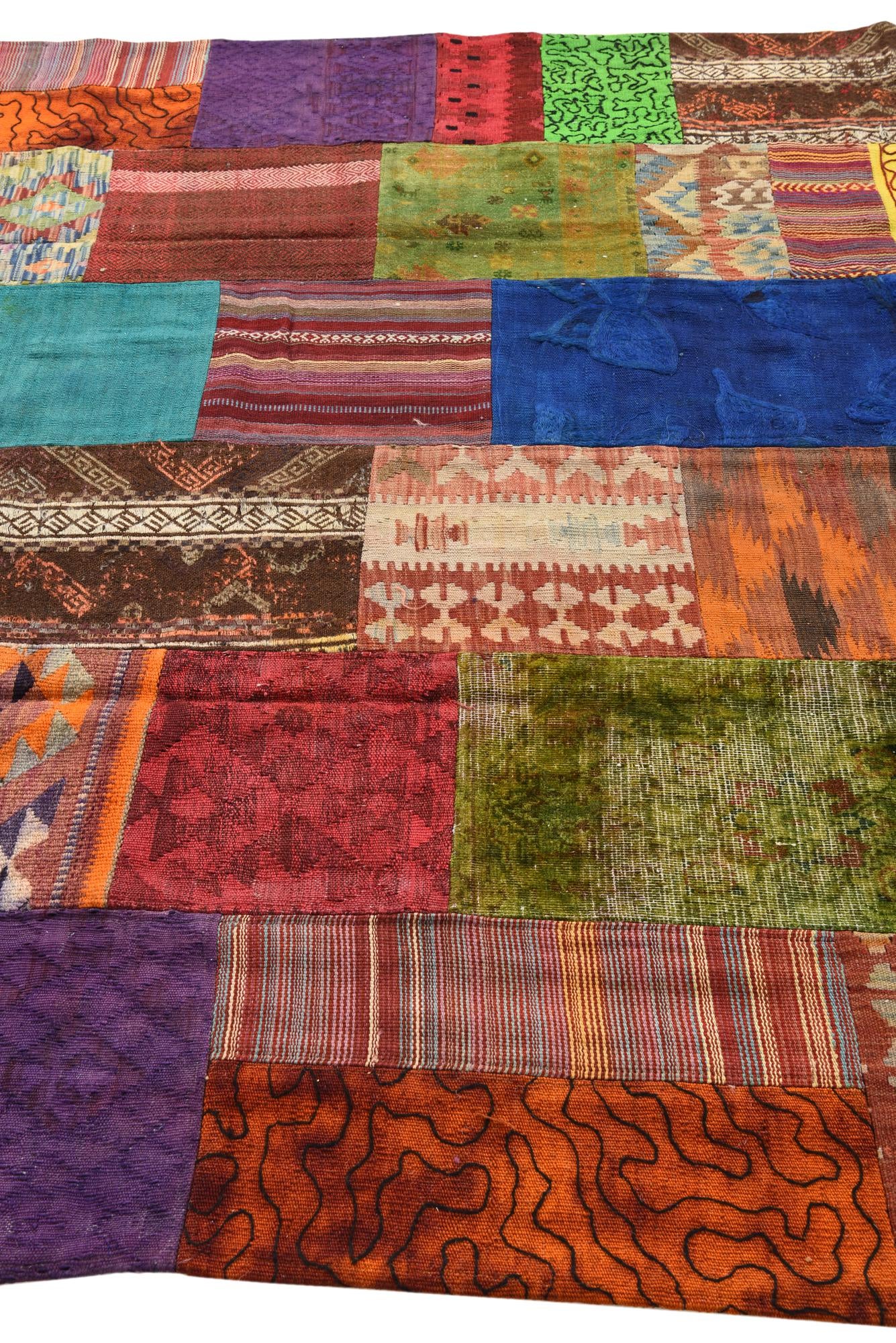 6' 7 x 10' Hand Woven Kilim Patchwork Wool Rug