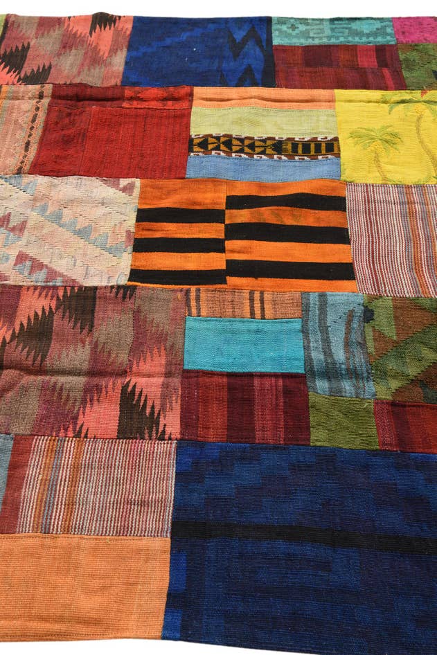 Detail image of 5' 7 x 8' Hand Woven Kilim Patchwork Wool Rug