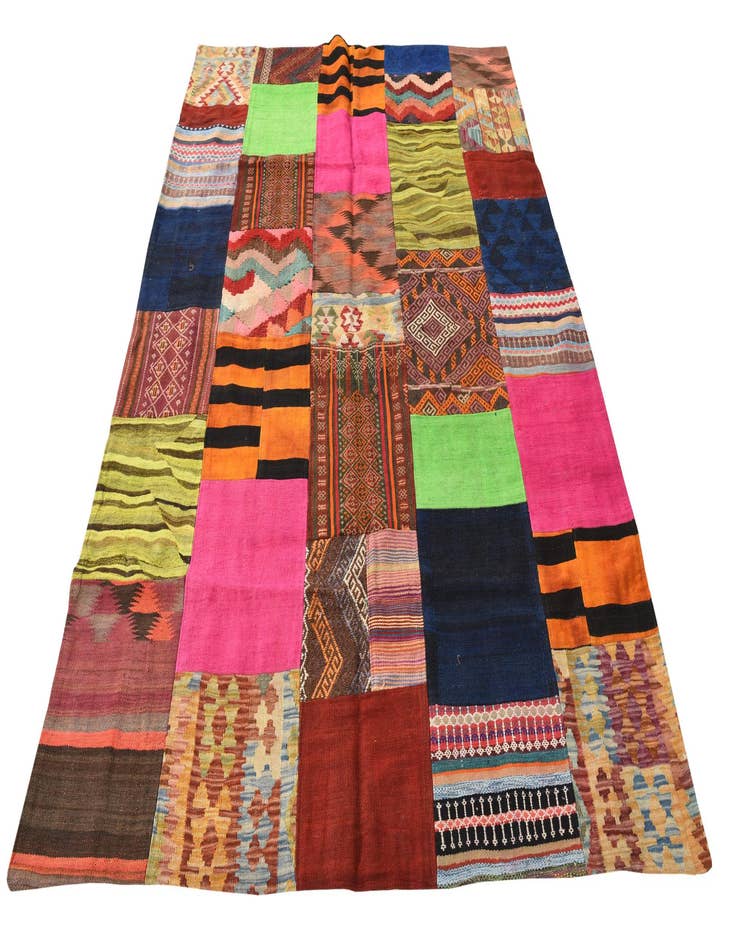 Detail image of 5' 6 x 7' 7  Hand Woven Kilim Patchwork Wool Rug