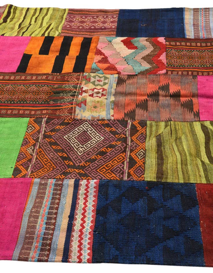 Detail image of 5' 6 x 7' 7  Hand Woven Kilim Patchwork Wool Rug