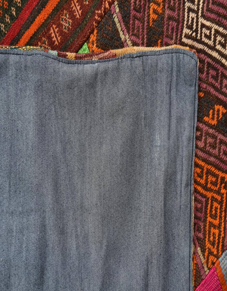 Detail image of 5' 6 x 7' 7  Hand Woven Kilim Patchwork Wool Rug