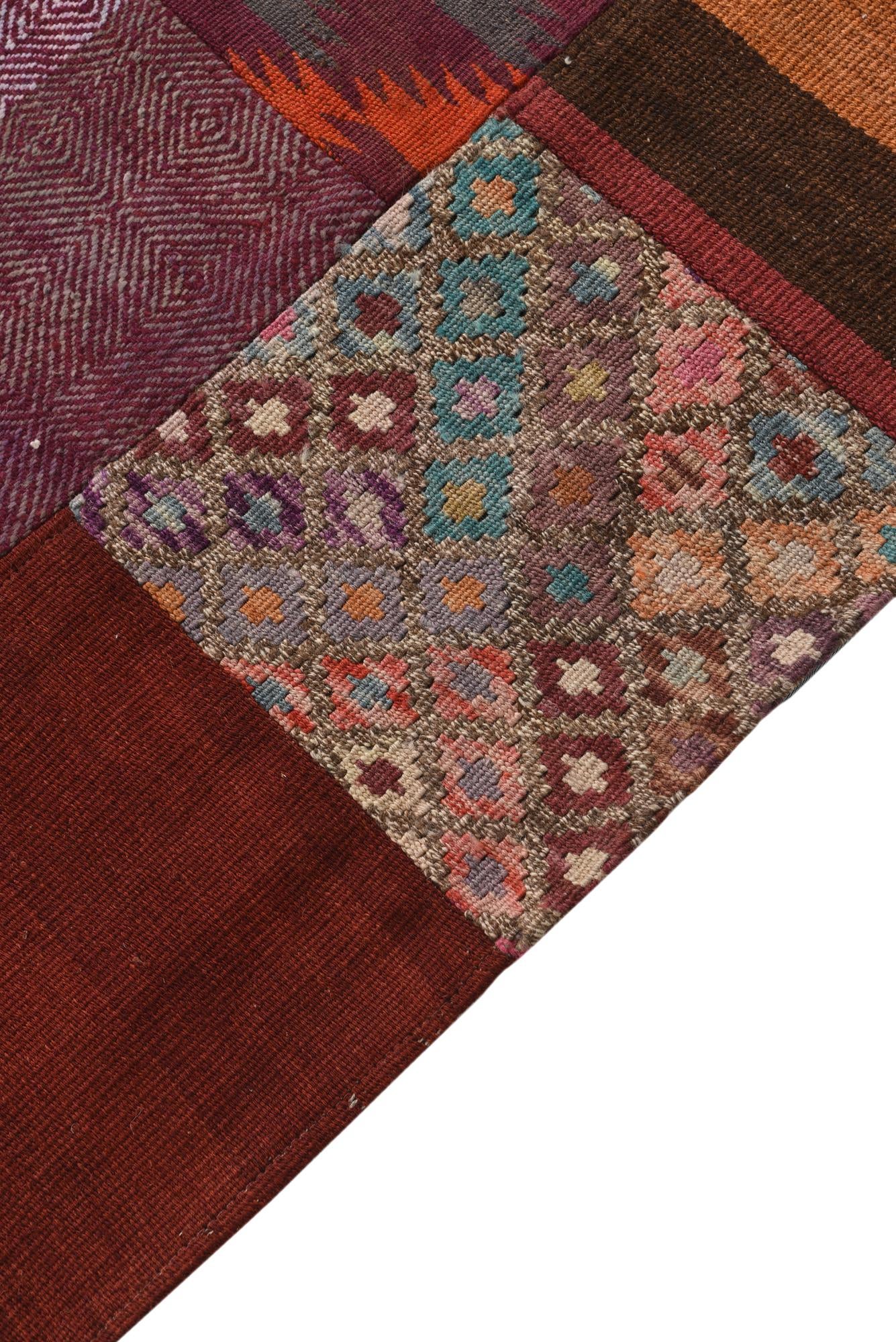 5' 1 x 6' 7 Hand Woven Kilim Patchwork Wool Rug