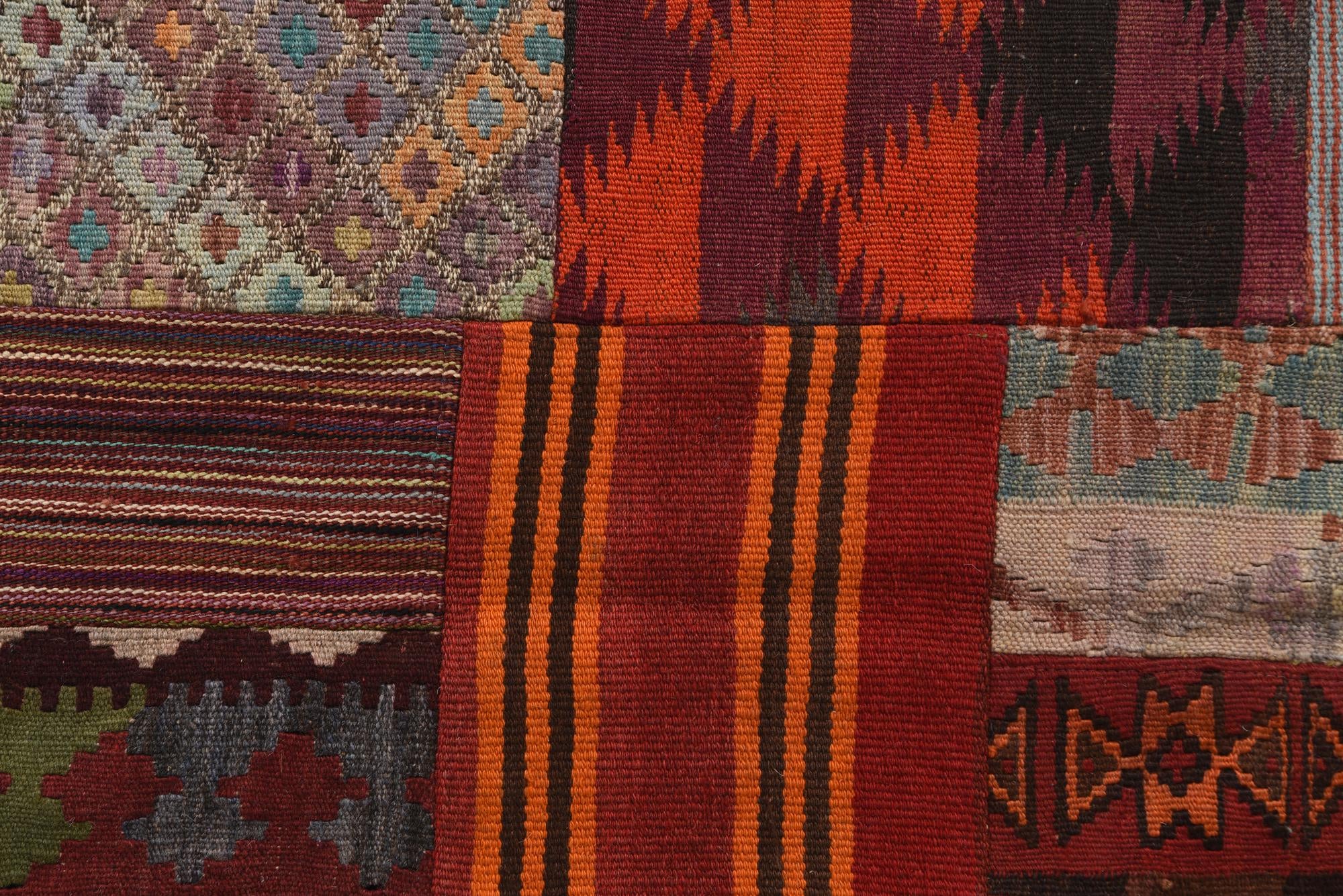 5' 1 x 6' 7 Hand Woven Kilim Patchwork Wool Rug