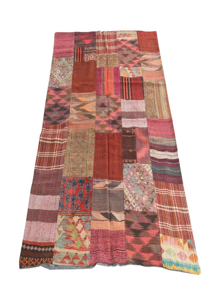 4' 10 x 6' 6 Hand Woven Kilim Patchwork Wool Rug