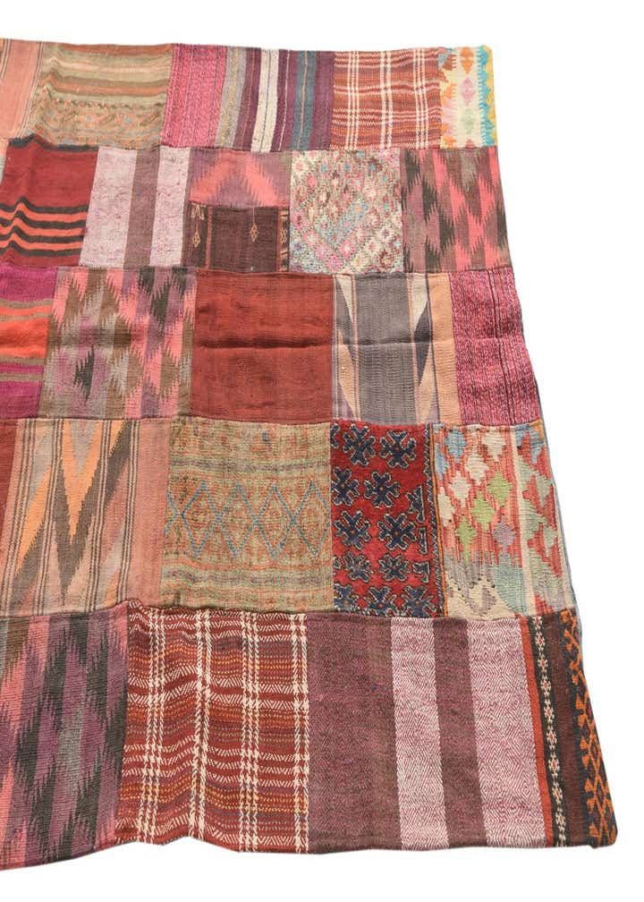 4' 10 x 6' 6 Hand Woven Kilim Patchwork Wool Rug