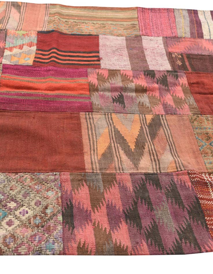 Detail image of 4' 10 x 6' 6 Hand Woven Kilim Patchwork Wool Rug