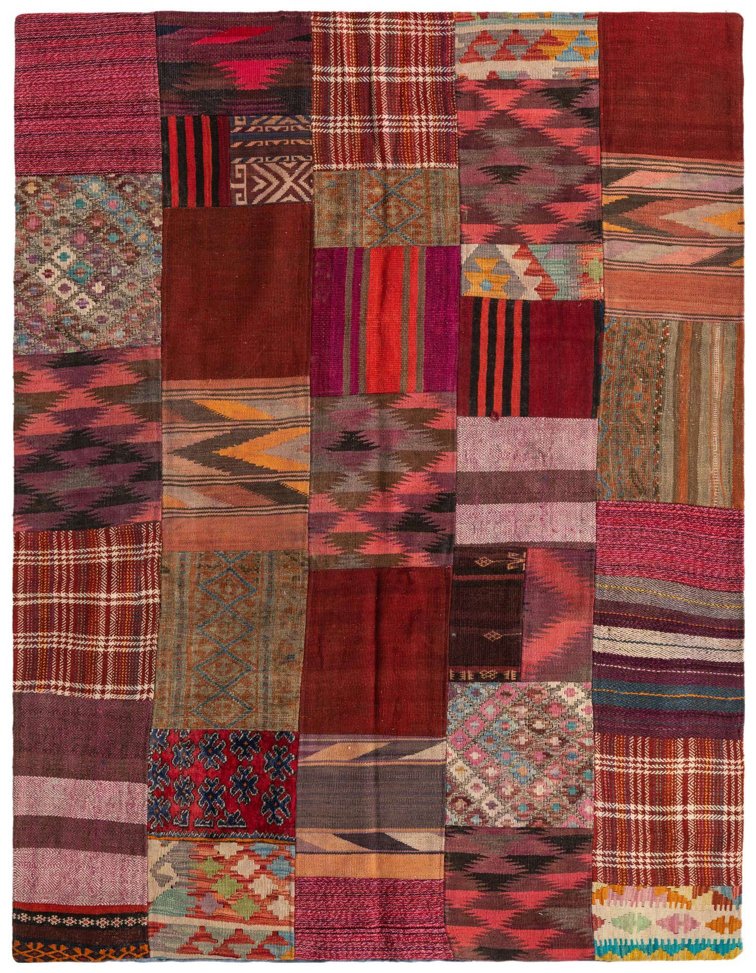 4' 10 x 6' 6 Hand Woven Kilim Patchwork Wool Rug