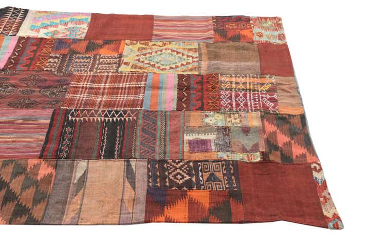 4' 10 x 6' 6 Hand Woven Kilim Patchwork Wool Rug