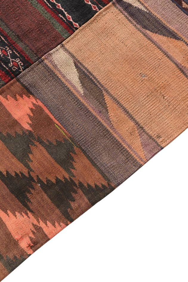 Detail image of 4' 10 x 6' 6 Hand Woven Kilim Patchwork Wool Rug