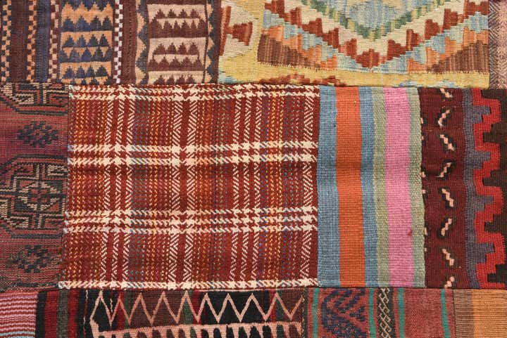 4' 10 x 6' 6 Hand Woven Kilim Patchwork Wool Rug