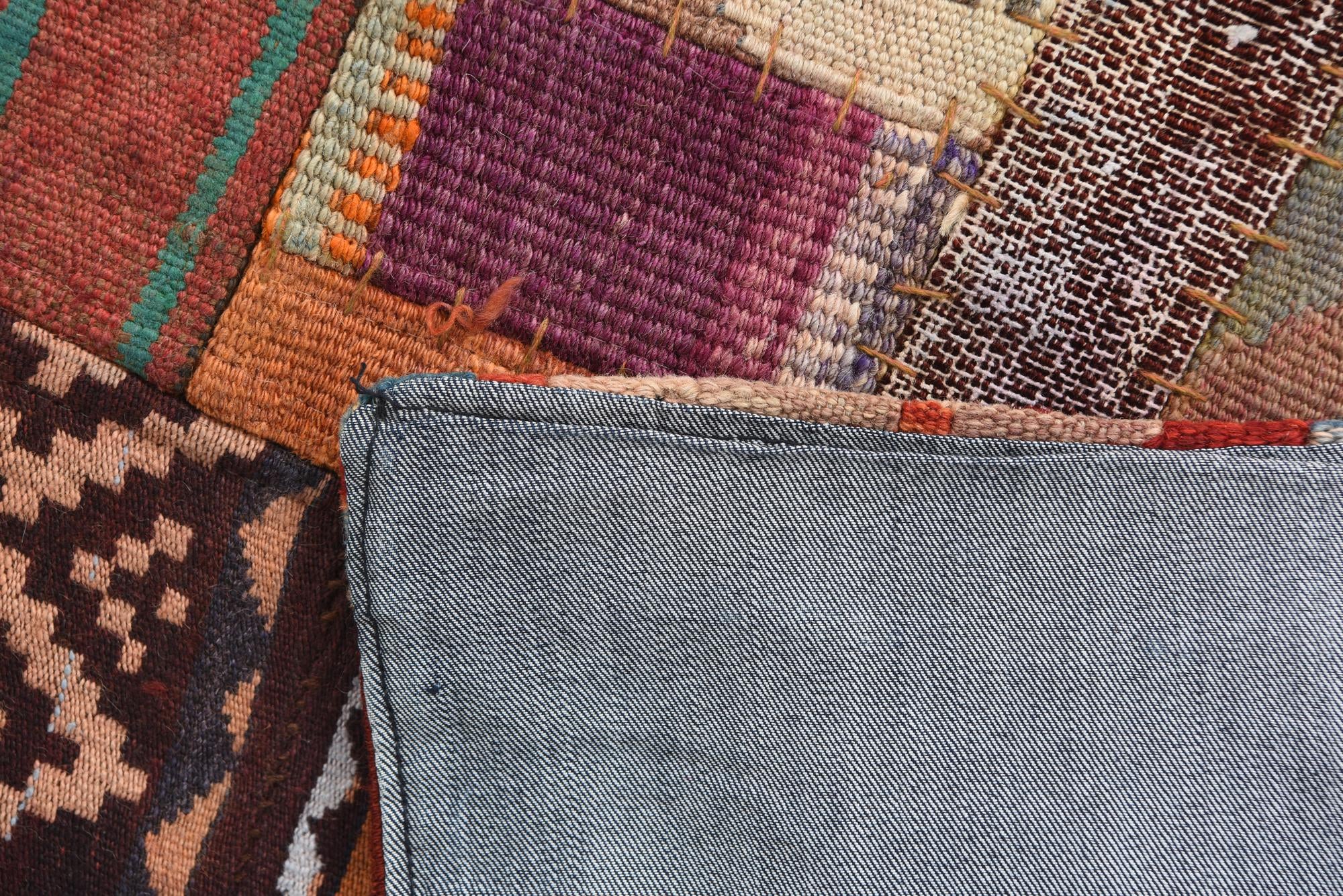 4' 10 x 6' 6 Hand Woven Kilim Patchwork Wool Rug