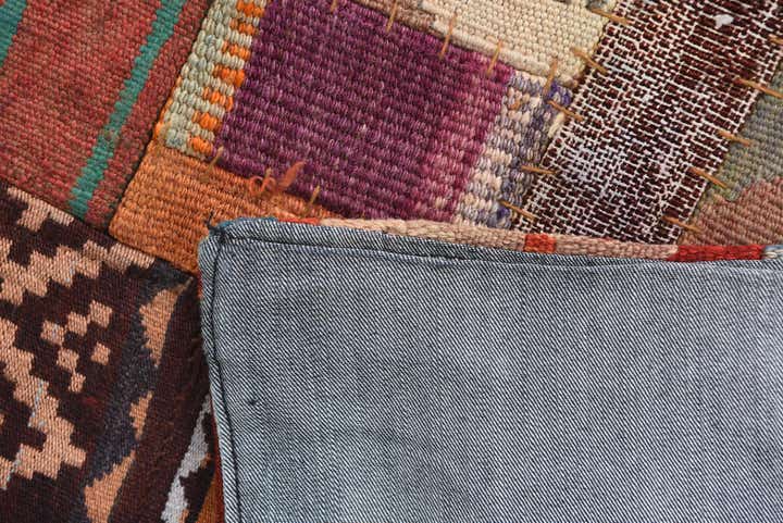 4' 10 x 6' 6 Hand Woven Kilim Patchwork Wool Rug