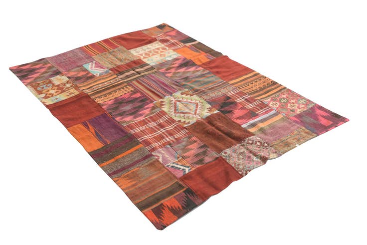 Detail image of 5' 1 x 6' 8 Hand Woven Kilim Patchwork Wool Rug