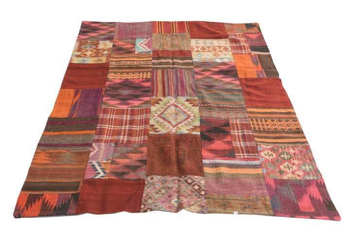 5' 1 x 6' 8 Hand Woven Kilim Patchwork Wool Rug