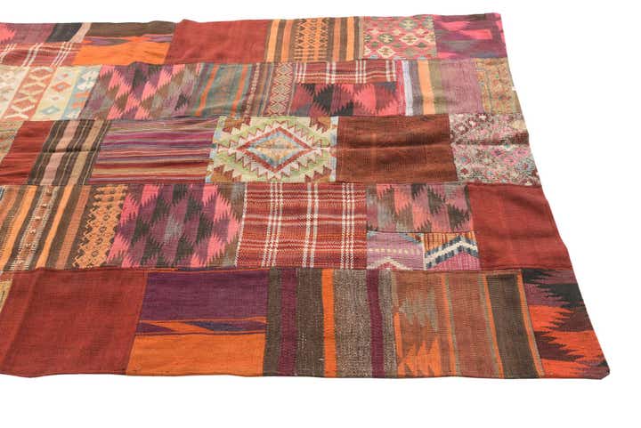 5' 1 x 6' 8 Hand Woven Kilim Patchwork Wool Rug