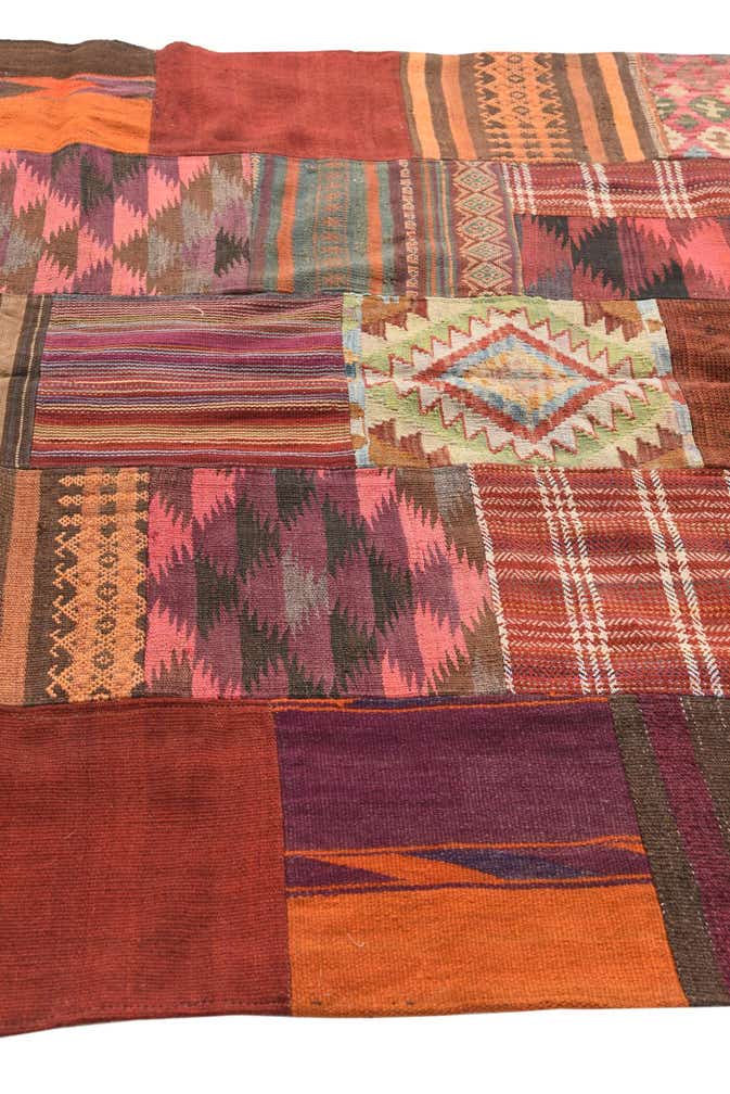 5' 1 x 6' 8 Hand Woven Kilim Patchwork Wool Rug