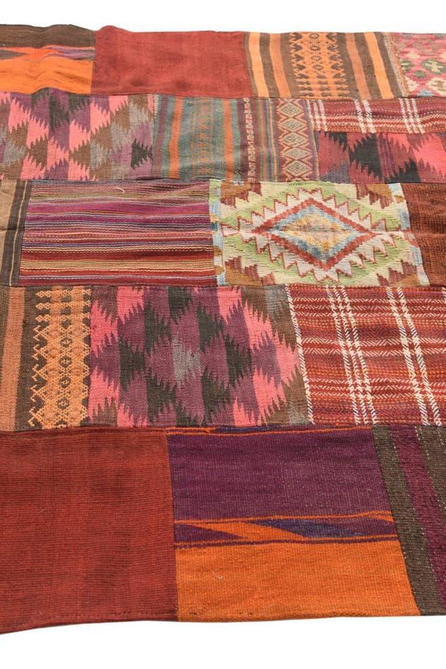 Detail image of 5' 1 x 6' 8 Hand Woven Kilim Patchwork Wool Rug