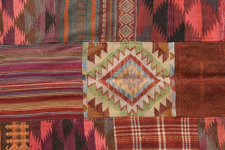 5' 1 x 6' 8 Hand Woven Kilim Patchwork Wool Rug