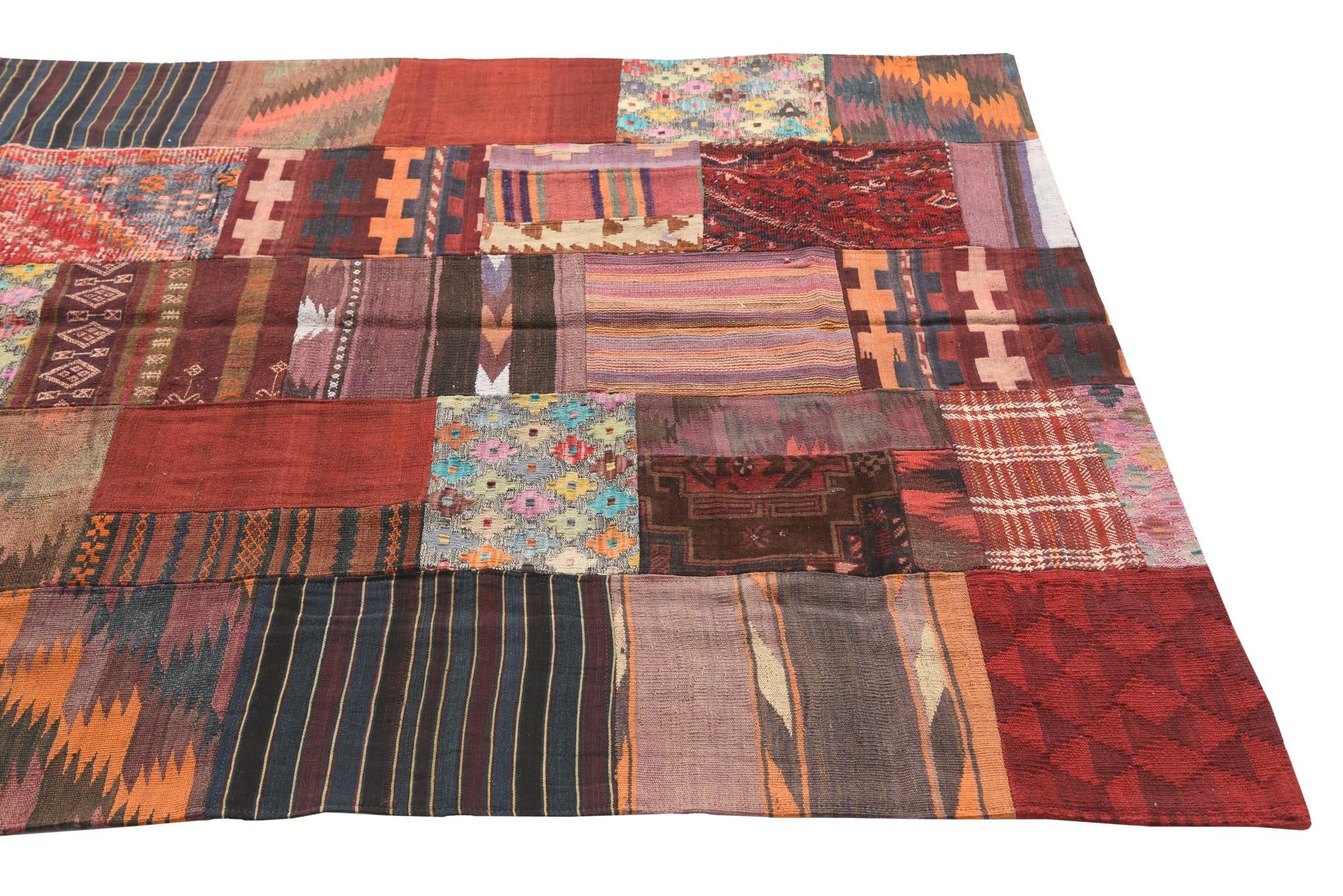 5' 7 x 8' 1 Hand Woven Kilim Patchwork Wool Rug