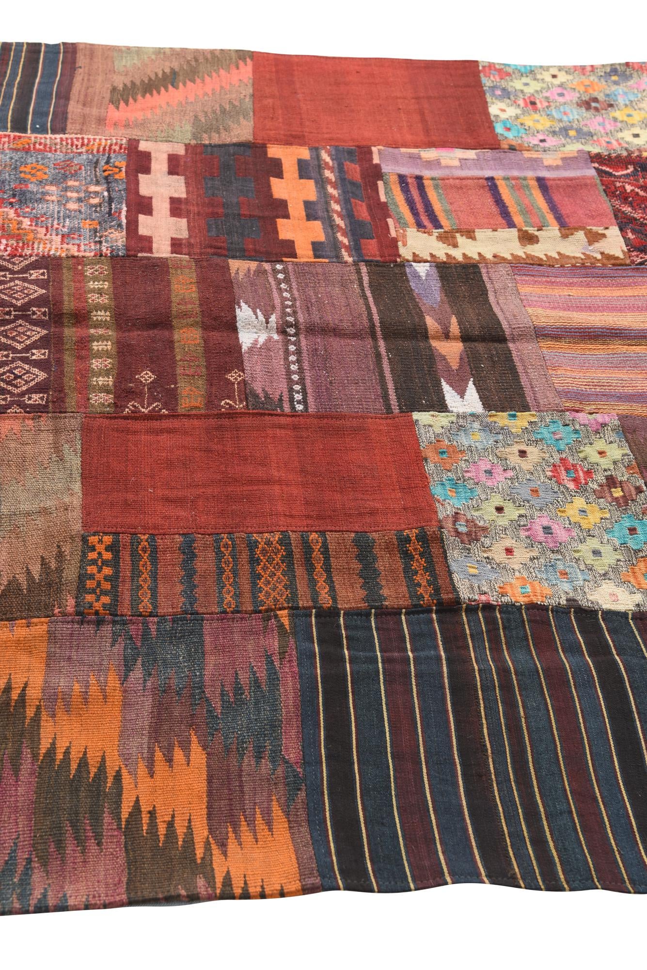 5' 7 x 8' 1 Hand Woven Kilim Patchwork Wool Rug