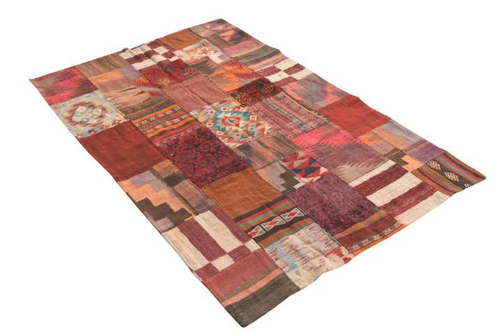 4' x 6' Hand Woven Kilim Patchwork Wool Rug