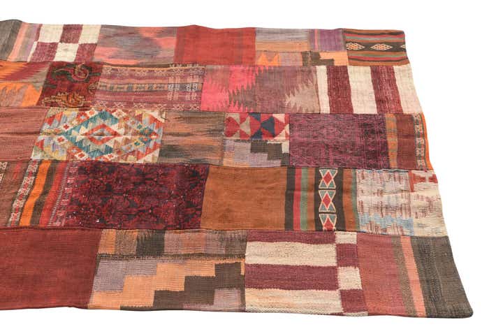4' x 6' Hand Woven Kilim Patchwork Wool Rug