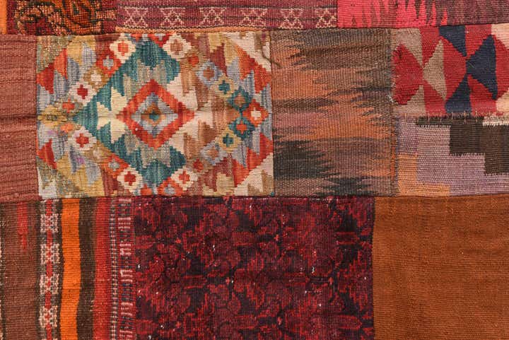 4' x 6' Hand Woven Kilim Patchwork Wool Rug