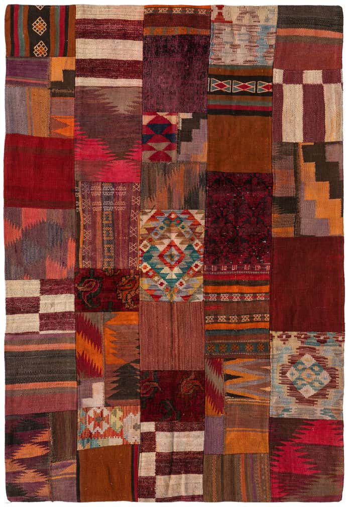 4' x 6' Hand Woven Kilim Patchwork Wool Rug