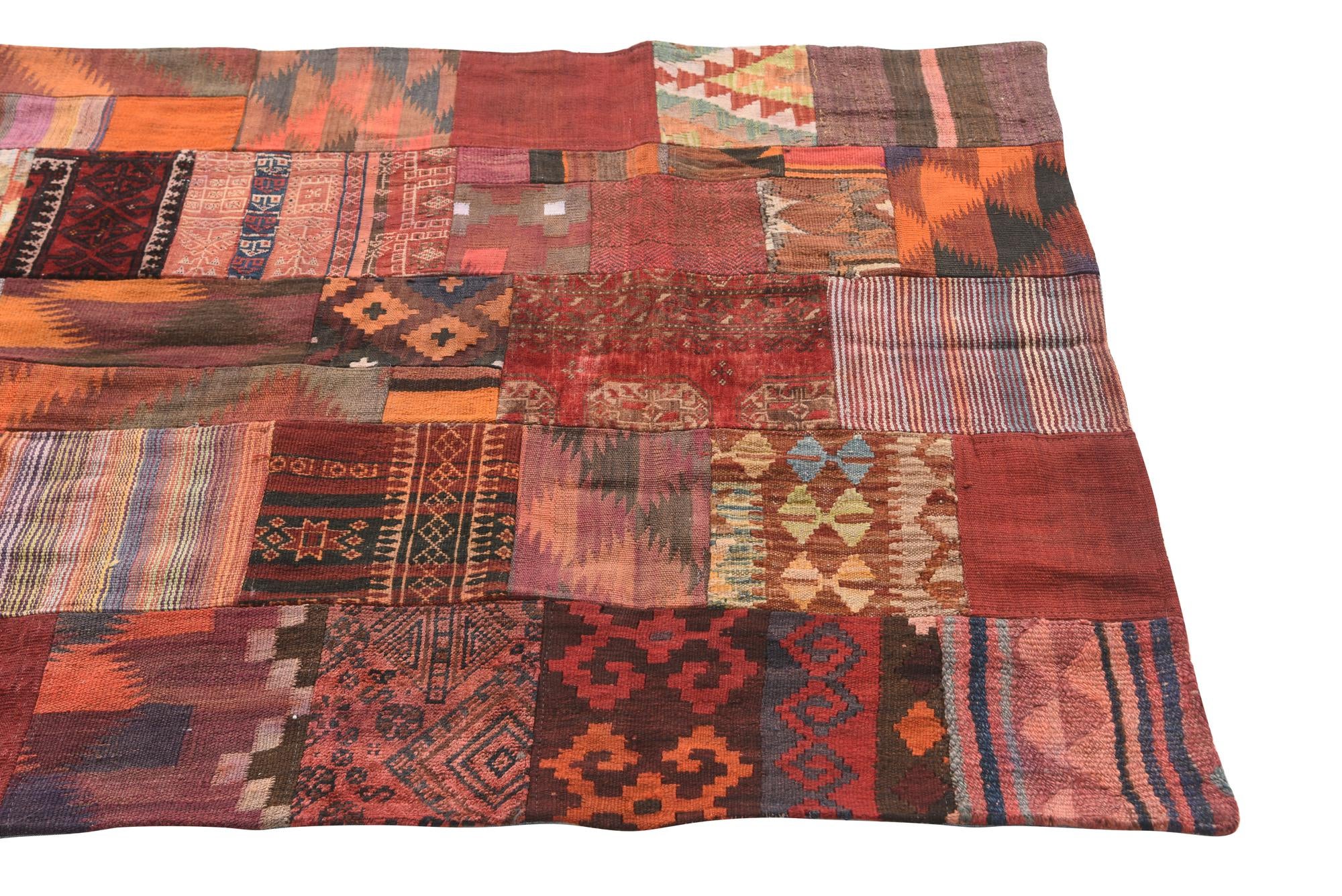 4' x 6' Hand Woven Kilim Patchwork Wool Rug