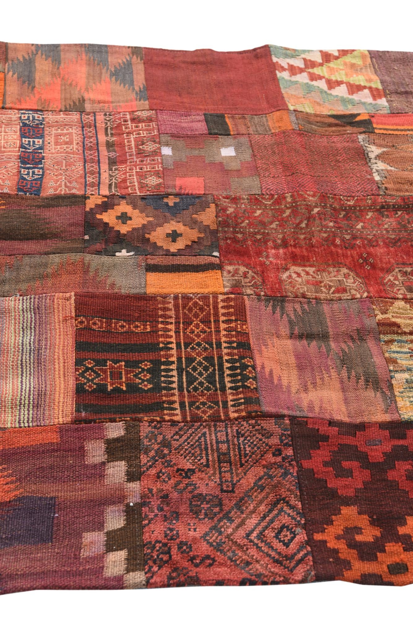 4' x 6' Hand Woven Kilim Patchwork Wool Rug